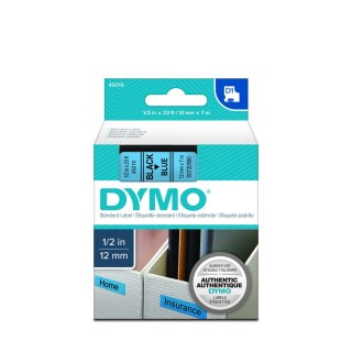 Dymo taśma do drukarek etykiet, D1 45016 | 12mm x 7m | czarny / niebieski