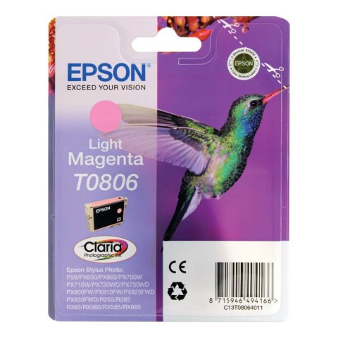 Tusz Epson T0806 do Stylus Photo R-265/285/360 RX560 | 7,4ml | light magenta