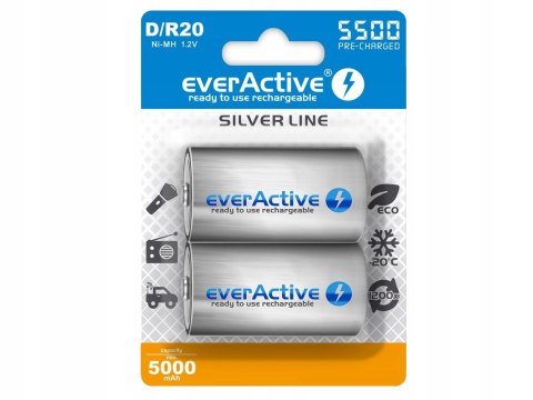 Everactive Akumulator R20/D NI-MH 5500 2BL 5000 MAH / NIMH SILVER LINE