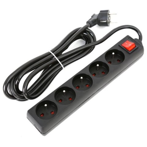 Omega listwa zasilająca | 3m | 5 gniazd czarna