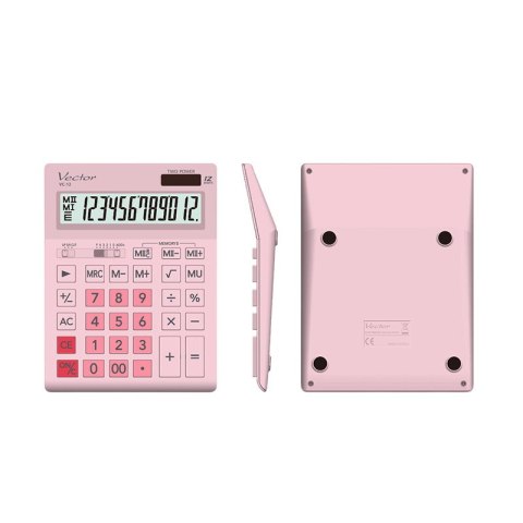 Vector kalkulator KAV VC-12 PK | biurowy | 12 miejsc | Różowy