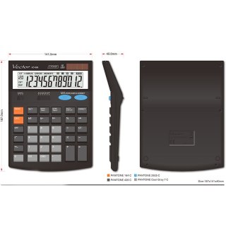 Vector kalkulator biurowy VC-666 | biurowy | 12 miejsc | czarny