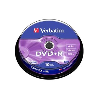 Verbatim DVD+R | 4.7GB | x16 | cakebox 10szt | matte silver
