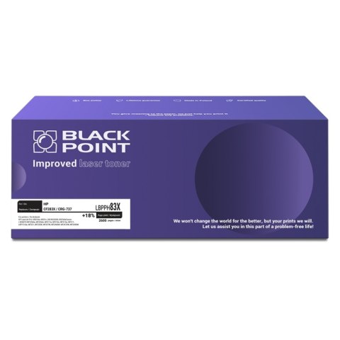 Black Point toner LBPPH83X zastępuje HP CF283X / CRG-737, 2600 stron