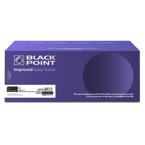 Black Point toner LBPPOB512 zastępuje Oki 45807111, 13000 stron