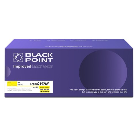 Toner Black Point LCBPH2192AY 
Zastępuje: HP W2192A 
Wydajność: 1500 stron 
Kolor: Yellow 
Chip NEW*