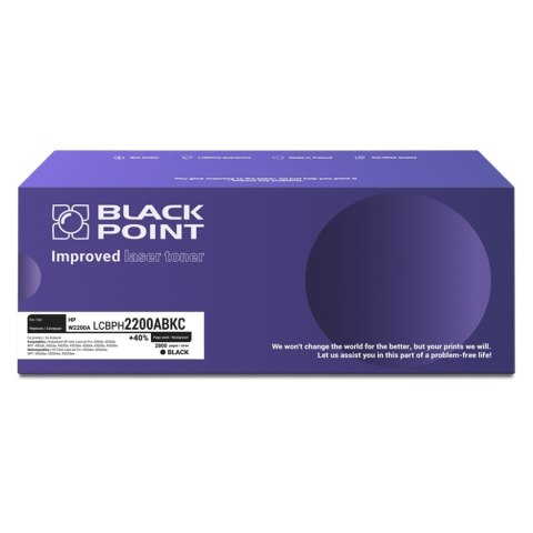 Toner Black Point LCBPH2200ABKC 
Zastępuje: HP W2200A 
Wydajność: 2800 stron 
Kolor: Black 
Chip NEW*