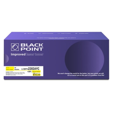 Toner Black Point LCBPH2202AYC 
Zastępuje: HP W2202A 
Wydajność: 2300 stron 
Kolor: Yellow 
Chip NEW*