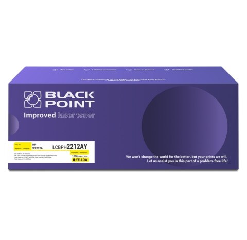 Toner Black Point LCBPH2212AY 
Zastępuje: HP W2212A 
Wydajność: 1250 stron 
Kolor: Yellow 
Chip OEM*