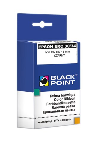 Black Point taśma barwiąca KBPE30BK zastępuje Epson ERC 30 / 34 , czarna, 12,7 mm / 4 m