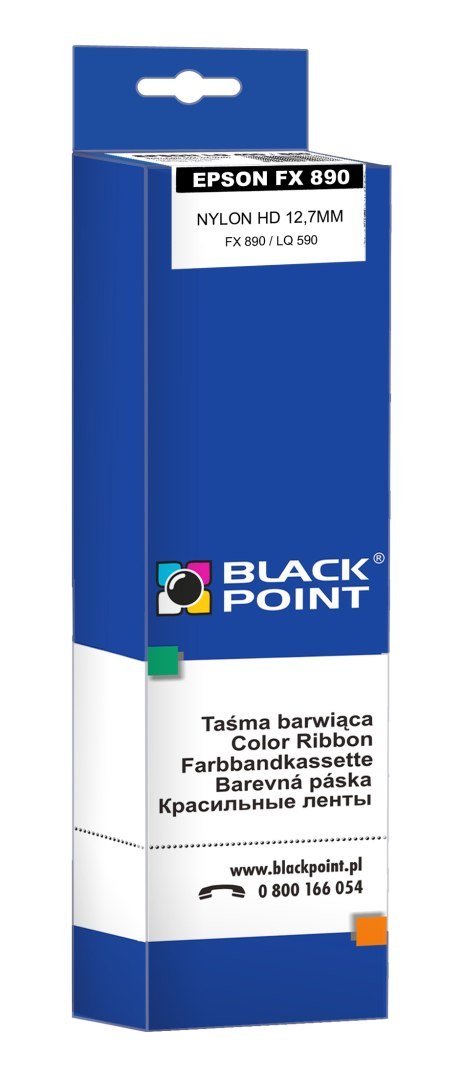 Black Point taśma barwiąca KBPE890 zastępuje Epson FX 890 / LQ 590, czarna, 12,7 mm / 17 m, 7,5 mln znaków