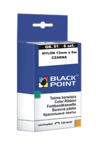 Black Point taśma barwiąca KBPGR51CZ gr. 51 - 13 mm x 6 m, czarna , 6 szt.