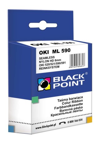Black Point taśma barwiąca KBPO520 zastępuje Oki ML 520 / 590, czarna, 8 mm / 1,8 m