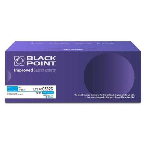 Black Point toner LCBPOC532C zastępuje Oki 46490607, cyan