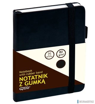 Notatnik z gumką A6 czarny kratka 150-1399 GRAND