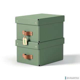 Pudełko do przechowywania Leitz Puro z pokrywką, małe, 7 l, z tektury w 100% z recyklingu, 2 szt., zielone 61470050.