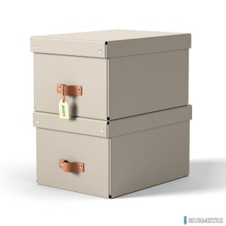 Pudełko do przechowywania Leitz Puro z pokrywką, średnie, 17 l, z tektury w 100% z recyklingu, 2 szt., beżowe 61490012.