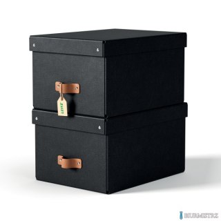 Pudełko do przechowywania Leitz Puro z pokrywką, średnie, 17 l, z tektury w 100% z recyklingu, 2 szt., czarne 61490095.