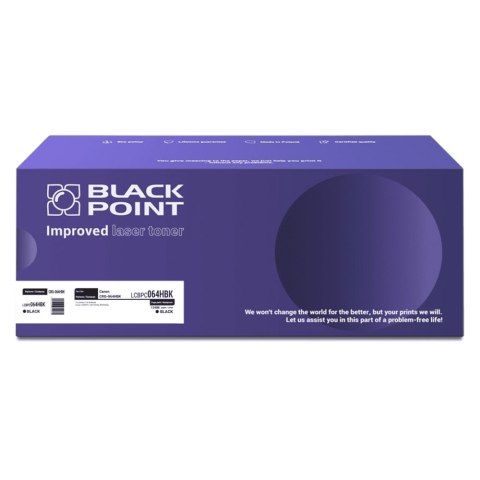 Toner Black Point LCBPC064HBK 
Zastępuje: Canon CRG-064HBK 
Wydajność: 13400 stron 
Kolor: Black