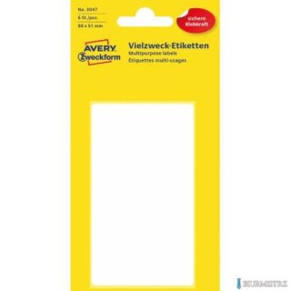 Trwałe minietykiety do opisywania ręcznego, 6 etyk./op., 98 x 51 mm, białe, AVERY ZWECKFORM, 3047