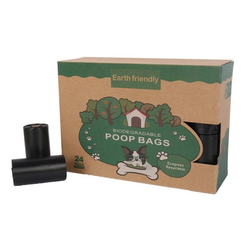 Woreczki na psie odchody 360 sztuk 24 rolki czarne biodegradowalne