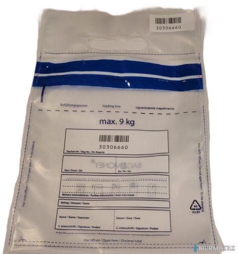 Koperta bezpieczna/bankowa na bilon max 9kg (50szt.) zew.245*290mm transparent 55838097