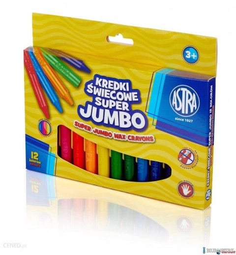 Kredki świecowe super Jumbo 12 kolorów - 14mm /100mm ASTRA, 316118003 (X)