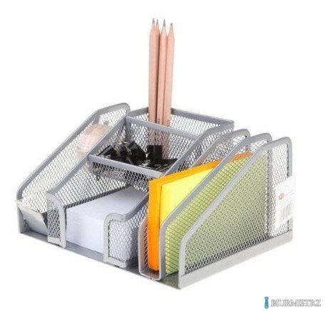 Net Przybornik 6A na biurko organizer na długopisy na karteczki na spinacze Z9092 silver