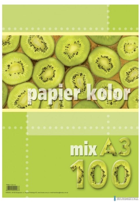 Papier xero A3 80g mix kolorów (100 arkuszy) KRESKA.