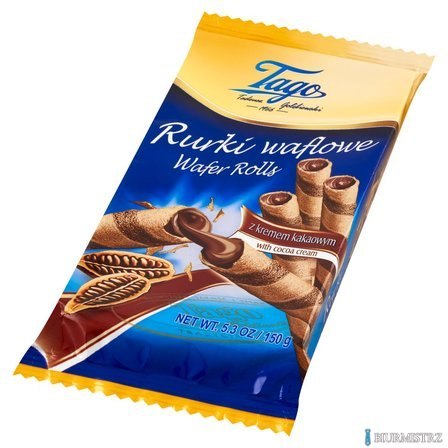 Rurki waflowe z kremem kakaowym 150g TAGO rolki
