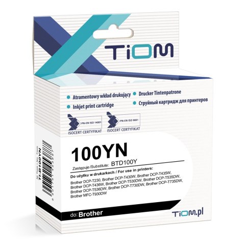 Tusz Tiom do Brother 100YN | BTD100Y | 50ml | yellow