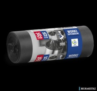 STELLA Worki 35l na śmieci LDPE supermocne czarne (15 szt.)10530