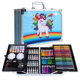 Zestaw artystyczny w walizce niebieski Jednorożec 145 EL.
