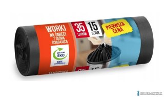 ANNA ZARADNA Worki 35l na śmieci LDPE (15 szt. ) czarne z taśmą 18963 SALE