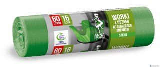 ANNA ZARADNA Worki z uszami do segregacji odpadów SZKŁO 60L 16szt zielone 39487