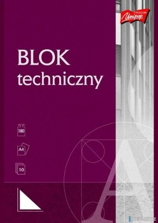 Blok techniczny, biały, format A4, 10 kartek, UNIPAP