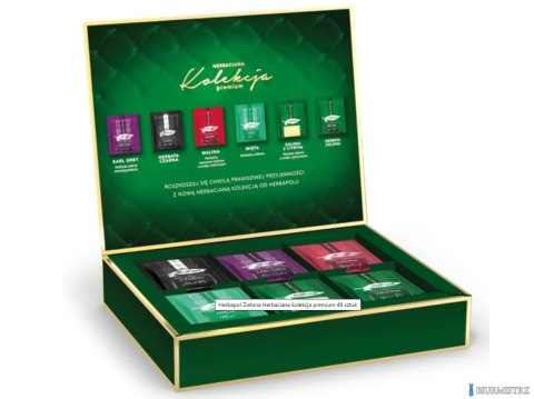 Herbata HERBAPOL Kolekcja PREMIUM 6smaków (48szt.) (herbata zielona, czarna, Earl Grey, malina, mięta, zielona z cytryną)