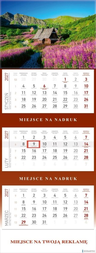 Kalendarz Trójdzielny 2027, KS055B HALA GĄSIENICOWA, WOKÓŁ NAS