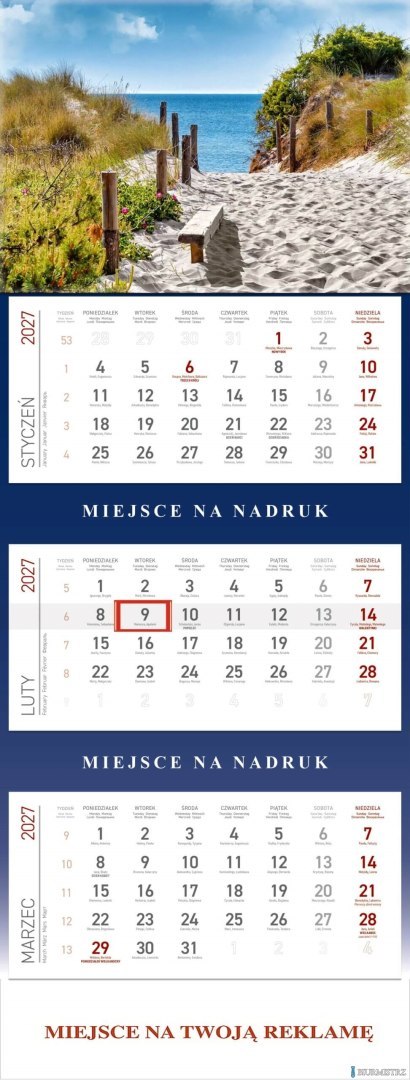 Kalendarz Trójdzielny 2027, KS055B MORZE, WOKÓŁ NAS