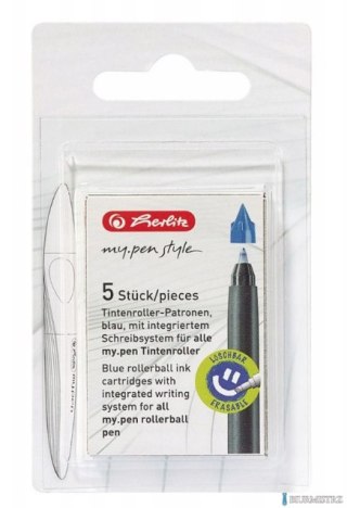 Naboje do piór kulkowych mypen, niebieskie, 5 sztuk 11378999 Herlitz SALE
