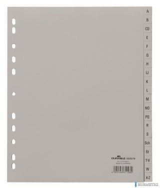 Przekładki PP A4 szare, nadr. indeks, A-Z, 20 części Szary 652010 DURABLE
