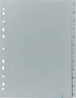 Przekładki numeryczne A4 1-15, szare, polipropylenowe, Biella 470415-00