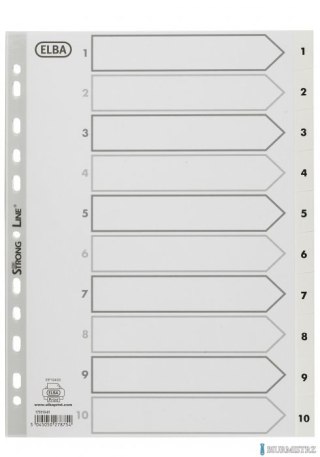 Przekładki numeryczne A4 MAXI 1-10, białe, polipropylenowe, OXFORD 100204765