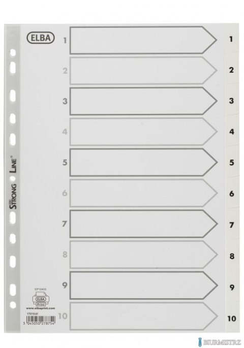 Przekładki numeryczne A4 MAXI 1-10, białe, polipropylenowe, OXFORD 100204765