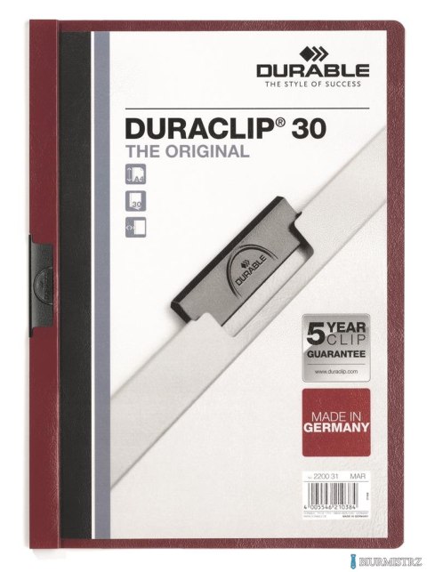 Skoroszyt DURABLE DURACLIP Original 30 ciemno czerwony 2200-31