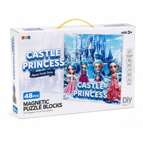Klocki konstrukcyjne magnetyczne Puzzle Zamek Księżniczek 48 elementów